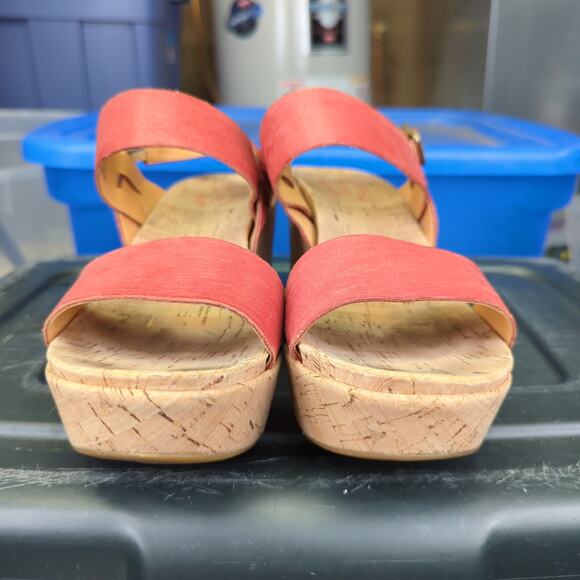 Kork-Ease Austin Wedge Sandals Red Leather Heel Slingback Women's 10 Comfort - Picture 4 of 8